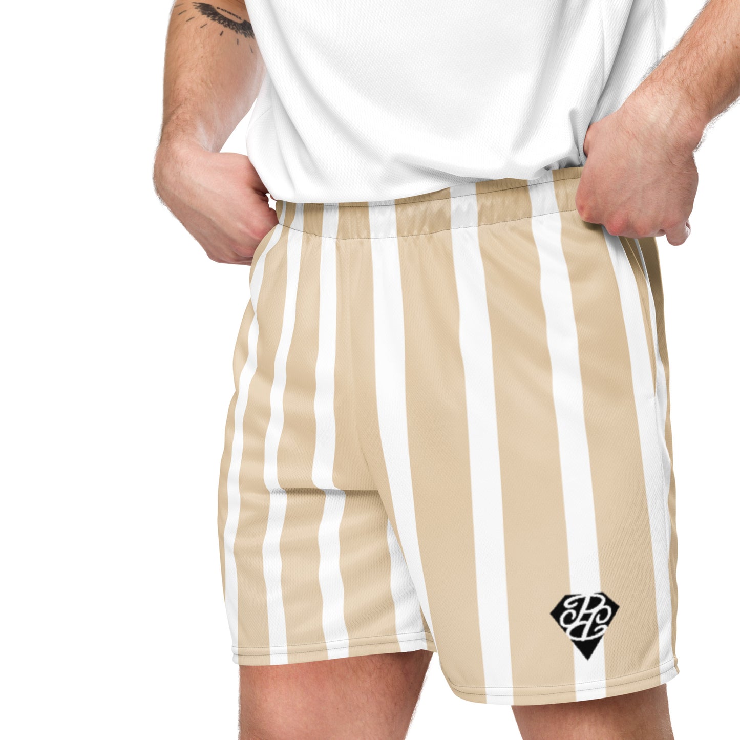 Phallacy Striped Designer Unisex Mesh Shorts