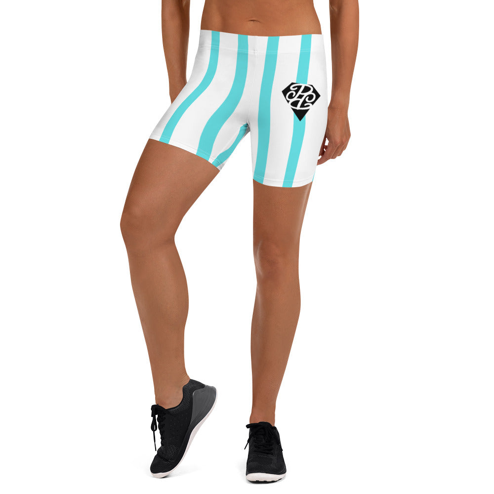 Phallacy Striped Designer Women's Gym Shorts