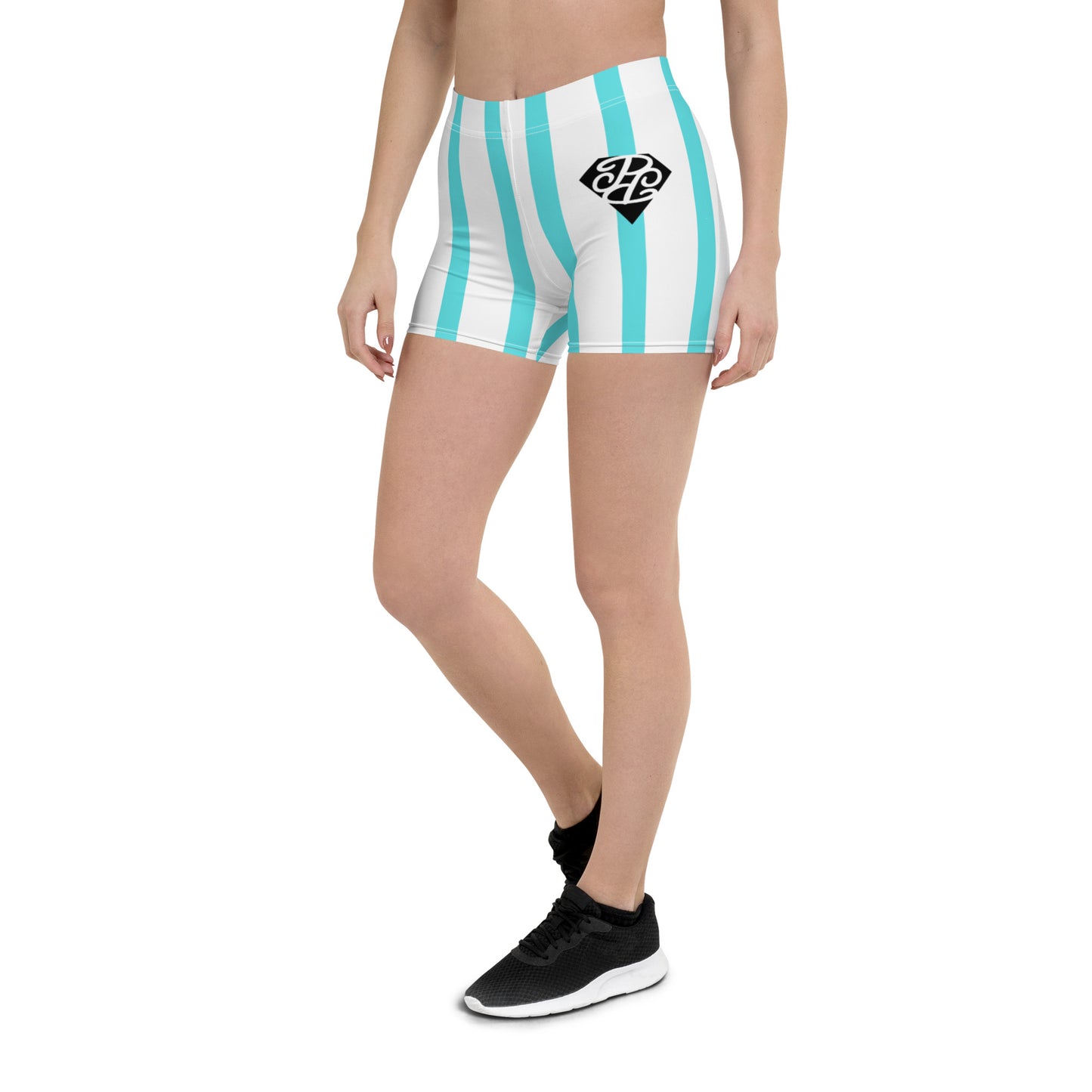 Phallacy Striped Designer Women's Gym Shorts