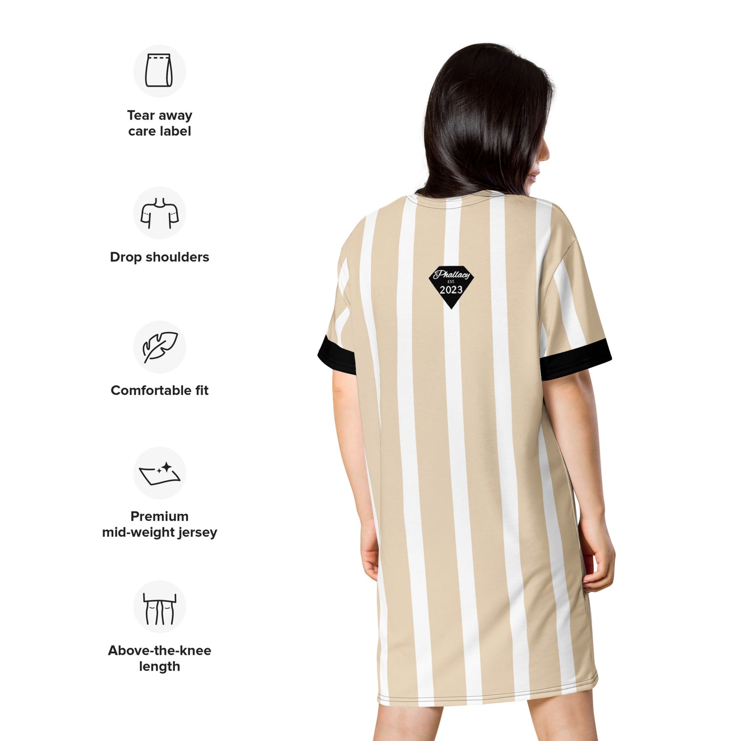 Phallacy Striped Designer T-shirt Dress