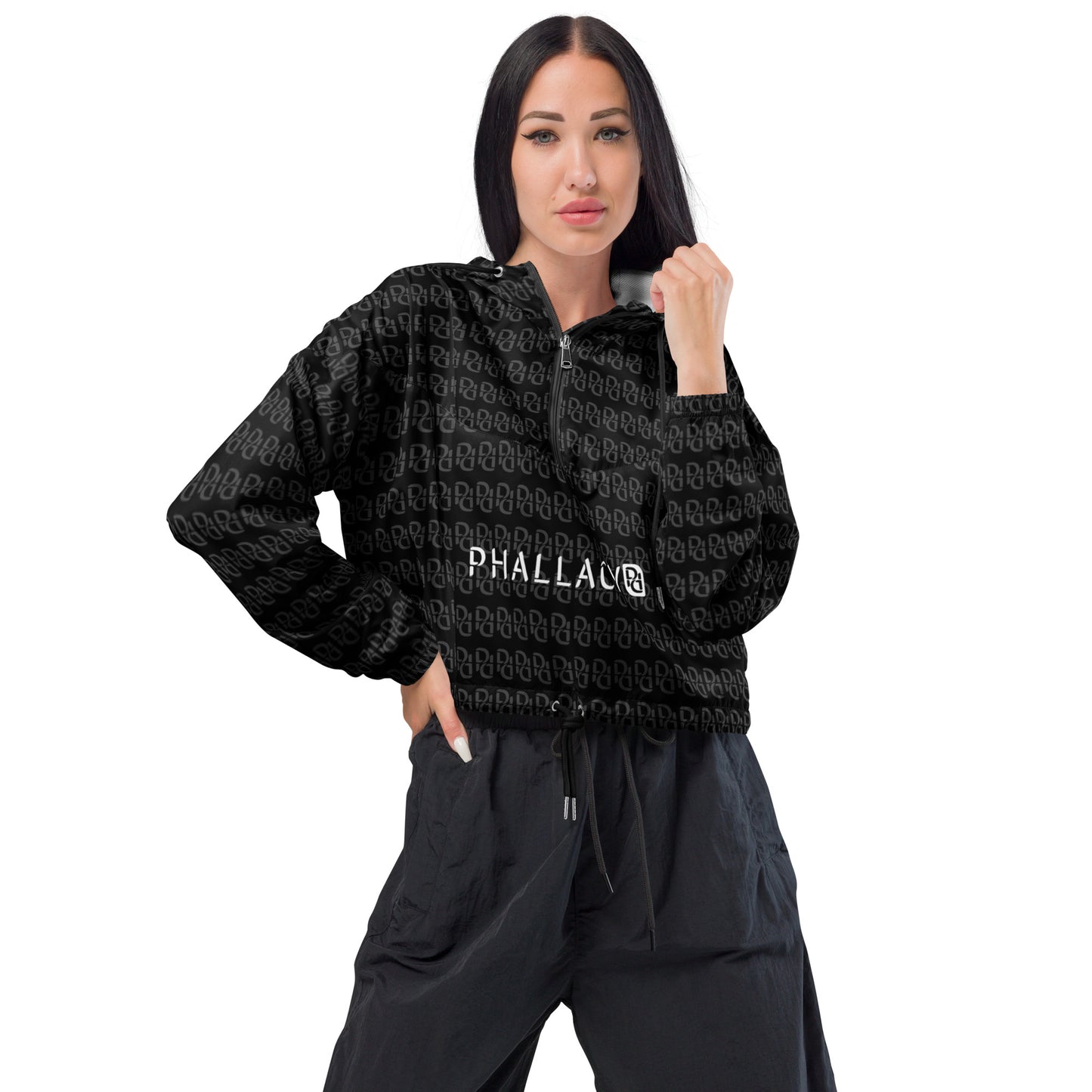 Phallacy Designer Women’s Cropped Windbreaker Hoodie