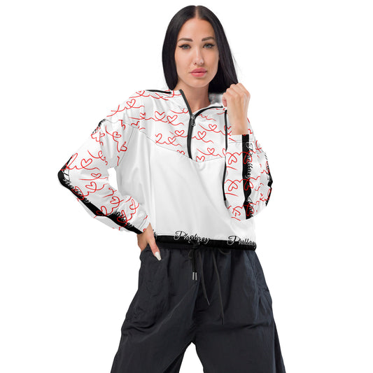 Phallacy Signature Striped Designer Women’s Cropped Windbreaker Hoodie