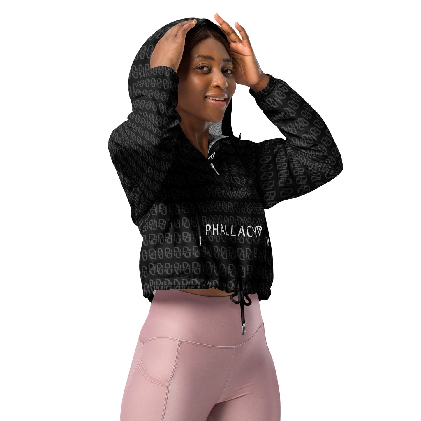 Phallacy Designer Women’s Cropped Windbreaker Hoodie