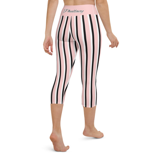 Phallacy Striped Designer Yoga Capri Leggings