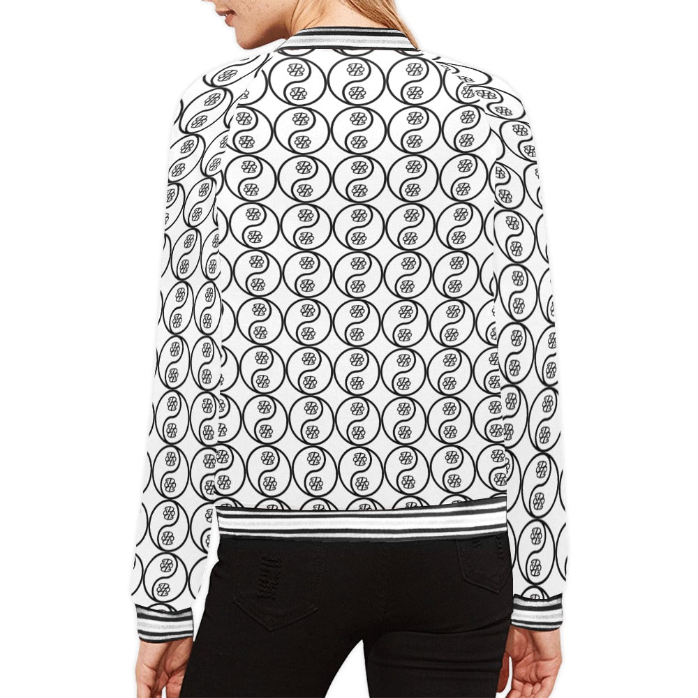 Phallacy Yin-Yang Designer Women's Varsity Bomber Jacket