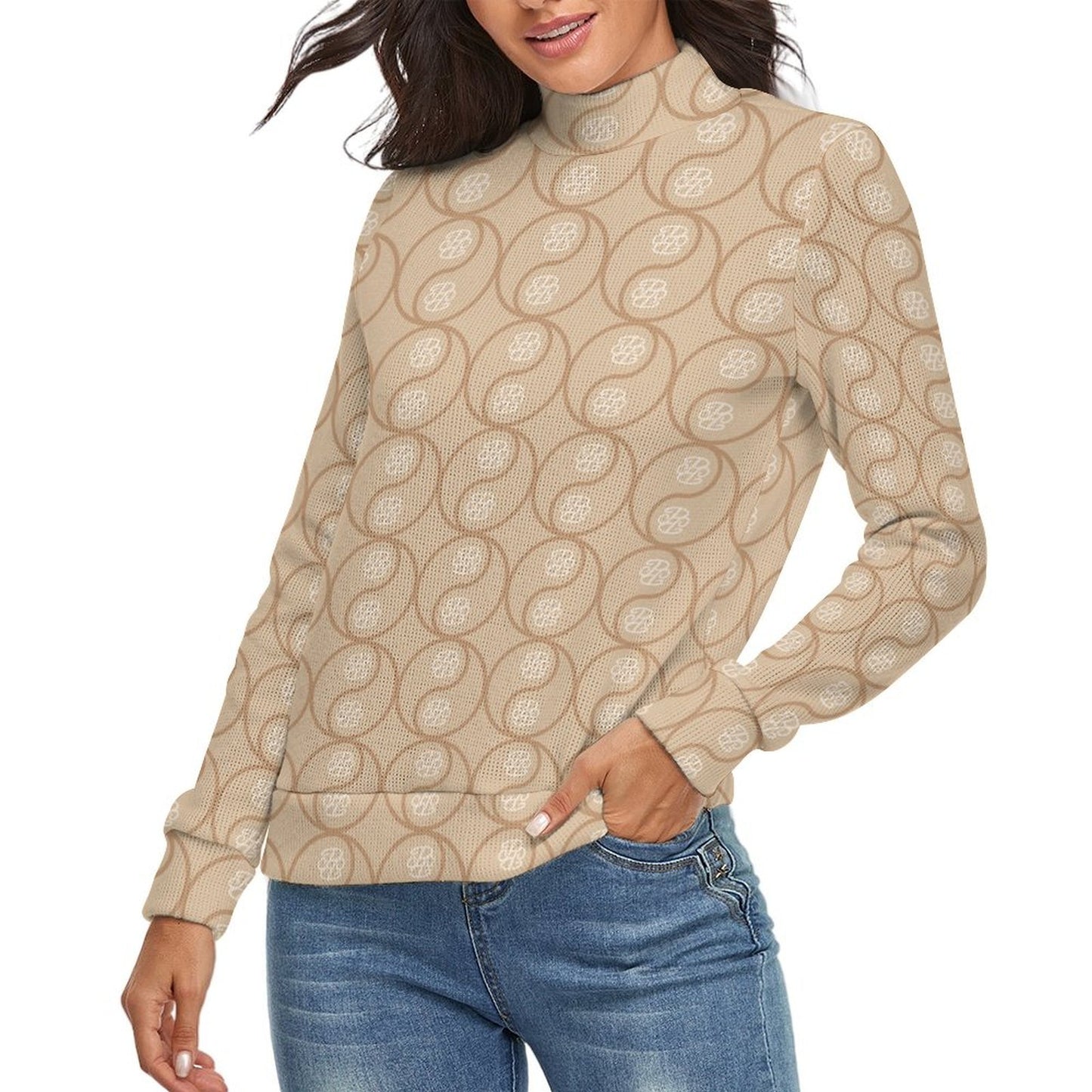 Phallacy Yin-Yang Designer Women's Turtleneck Sweater