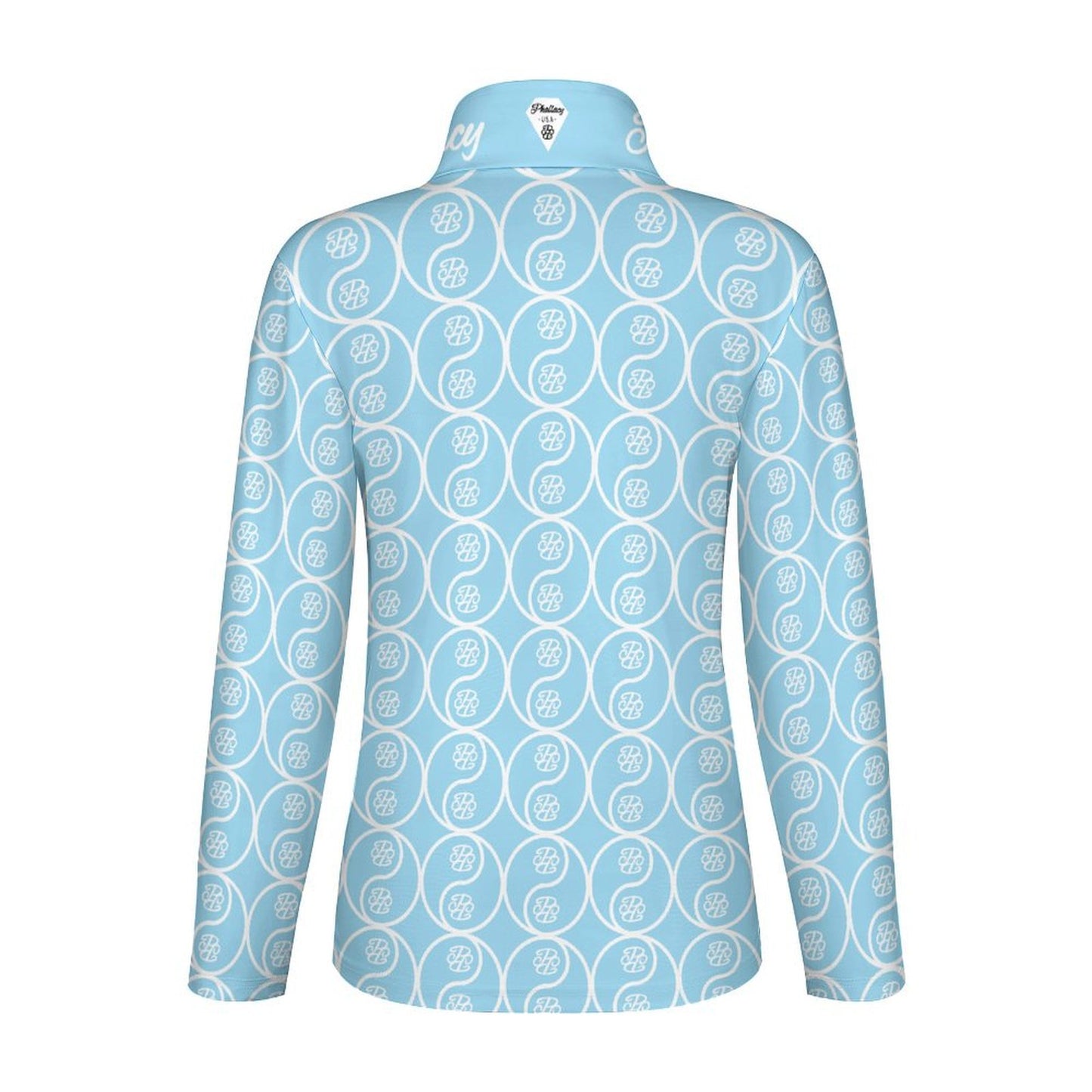 Phallacy Yin-Yang Designer Long Sleeve Yoga Shirt w/ Zipper