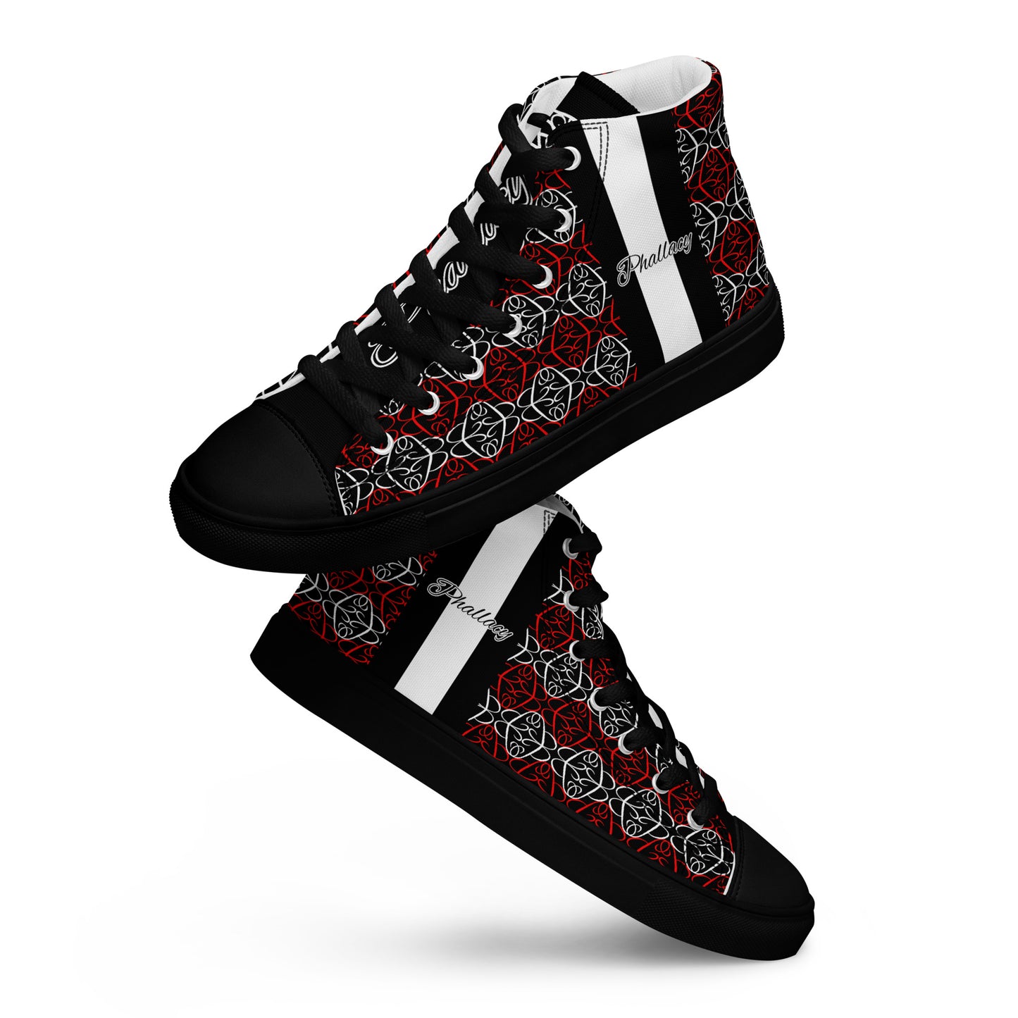 Phallacy Players Designer Men’s High Top Canvas Shoes