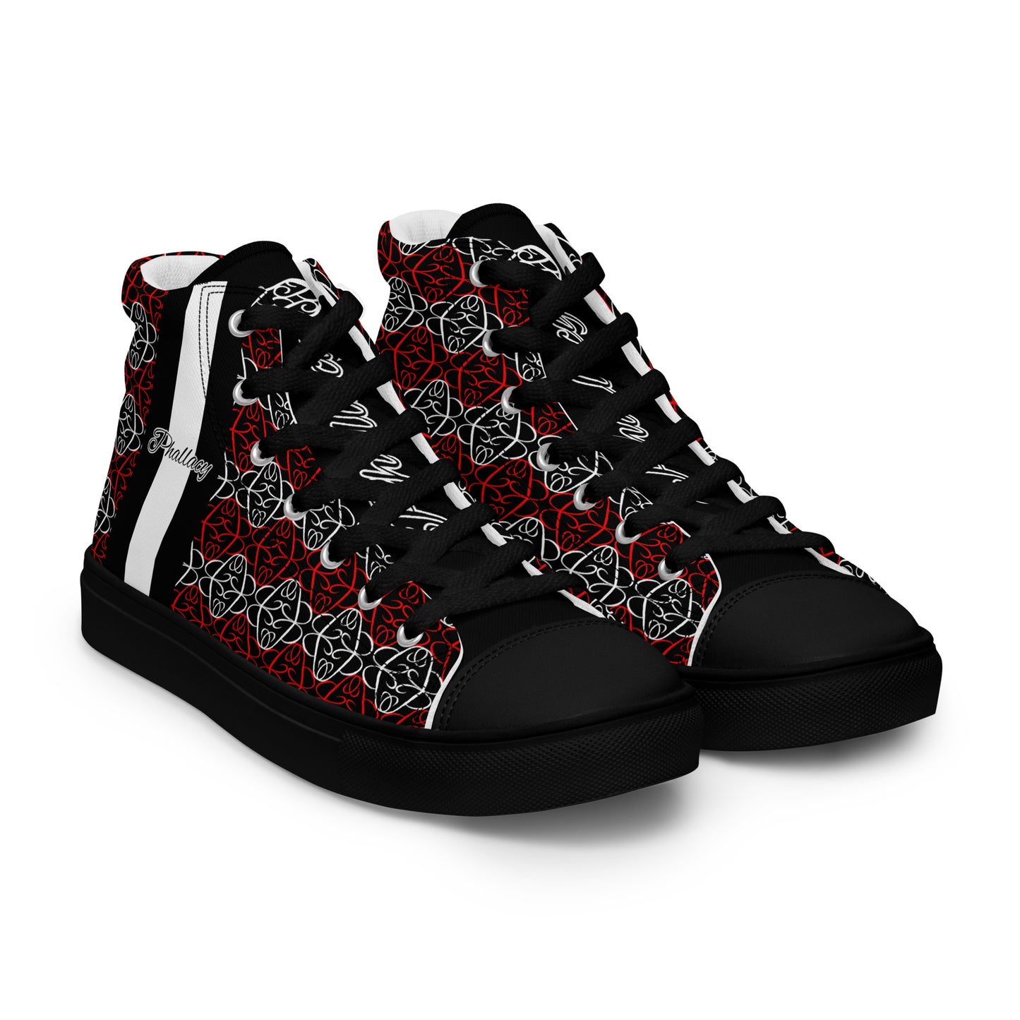 Phallacy Players Designer Men’s High Top Canvas Shoes