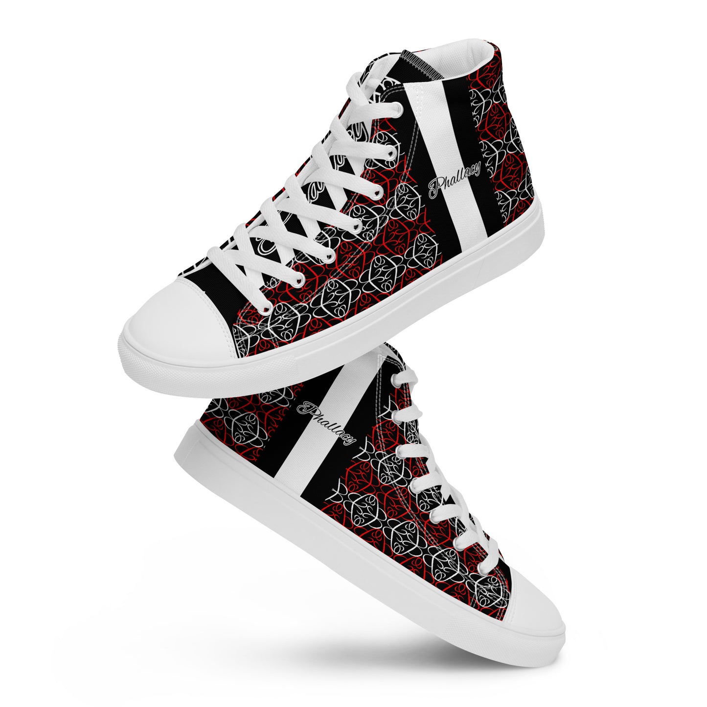 Phallacy Players Designer Men’s High Top Canvas Shoes