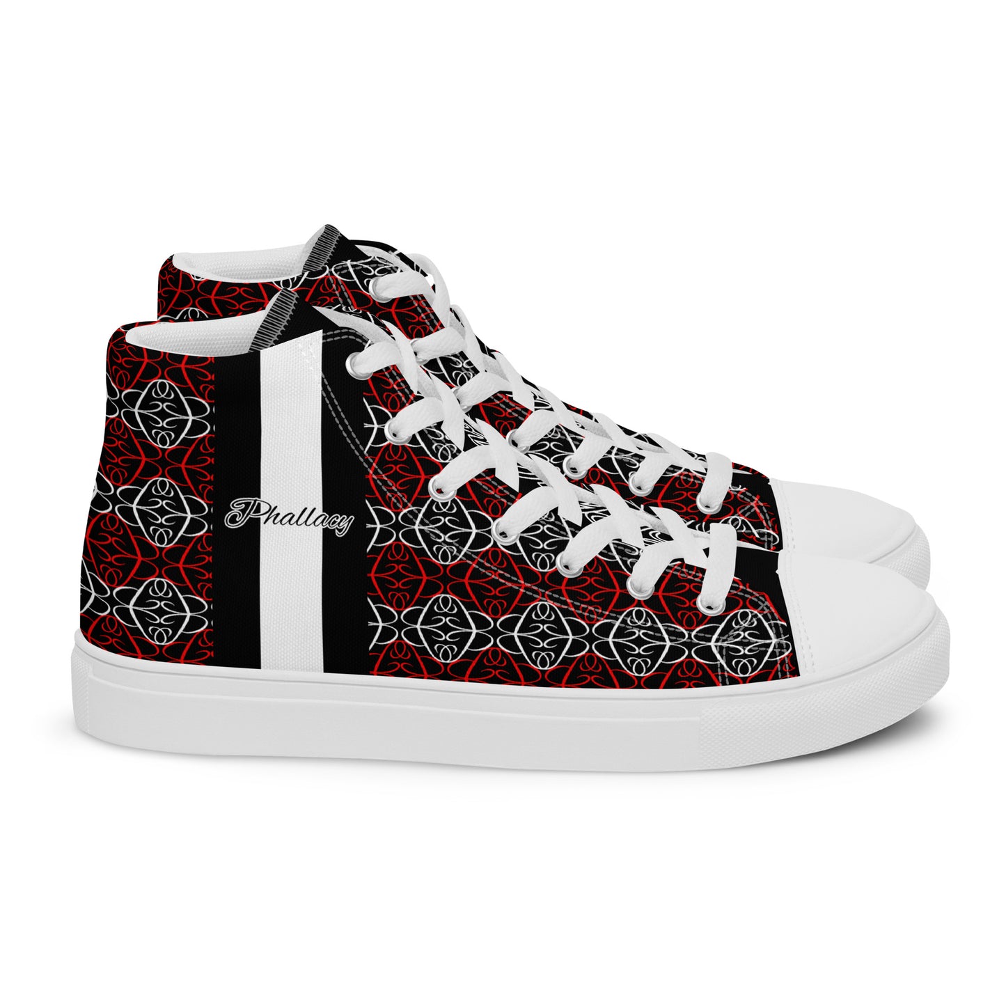 Phallacy Players Designer Men’s High Top Canvas Shoes