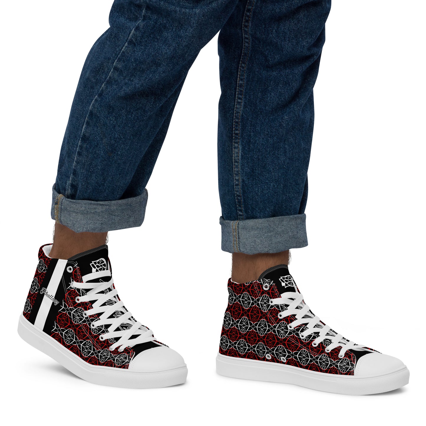 Phallacy Players Designer Men’s High Top Canvas Shoes