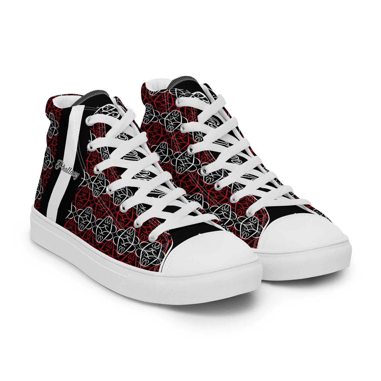 Phallacy Players Designer Men’s High Top Canvas Shoes