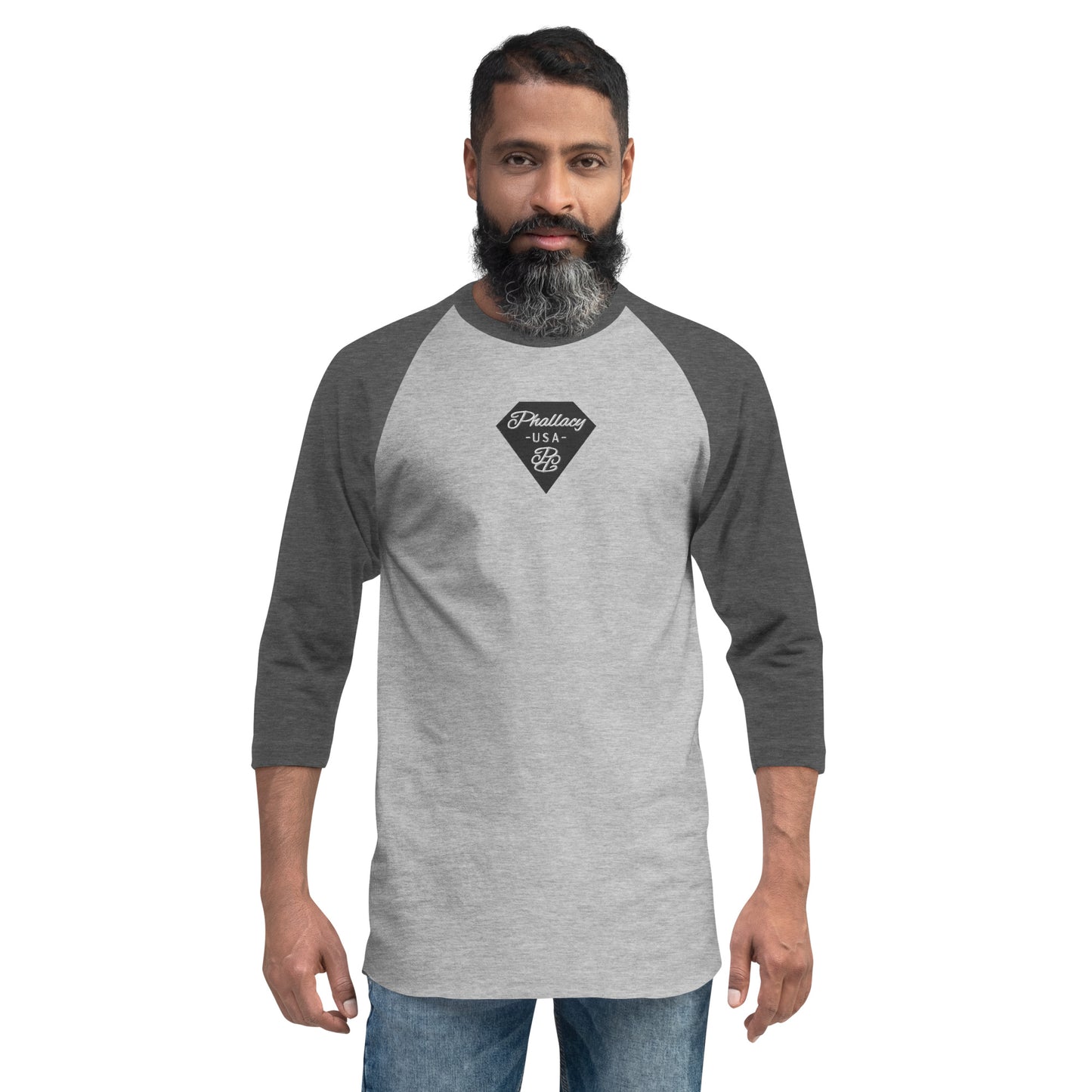 Phallacy Diamond Unisex 3/4 sleeve Raglan Shirt (Embroidery)