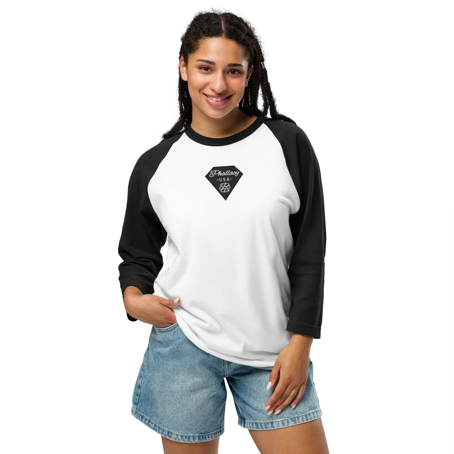 Phallacy Diamond Unisex 3/4 sleeve Raglan Shirt (Embroidery)