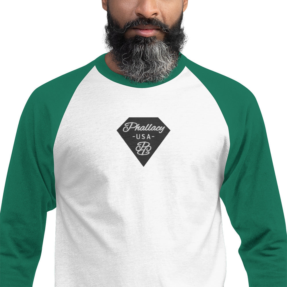 Phallacy Diamond Unisex 3/4 sleeve Raglan Shirt (Embroidery)