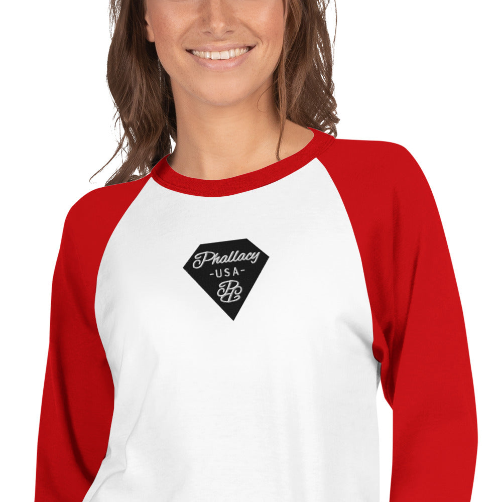 Phallacy Diamond Unisex 3/4 sleeve Raglan Shirt (Embroidery)