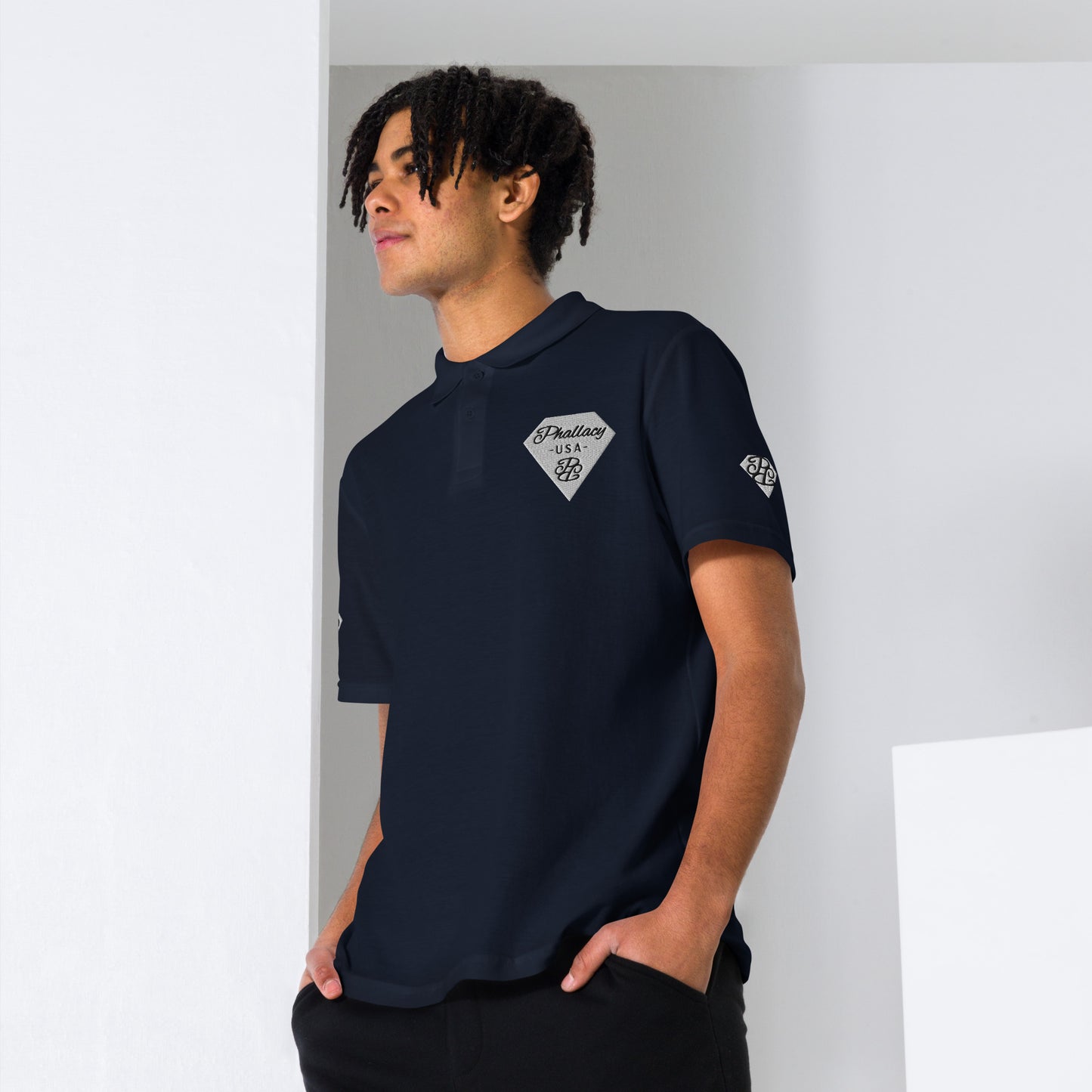 Phallacy Diamond Unisex Pique Polo (Embroidery)