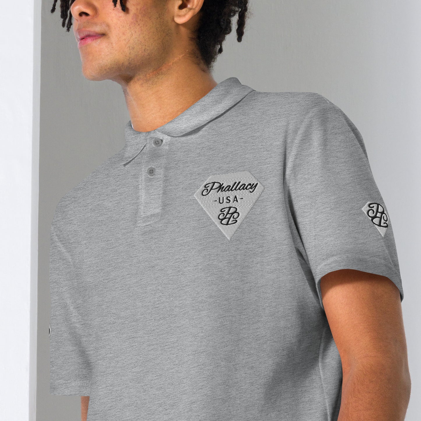 Phallacy Diamond Unisex Pique Polo (Embroidery)