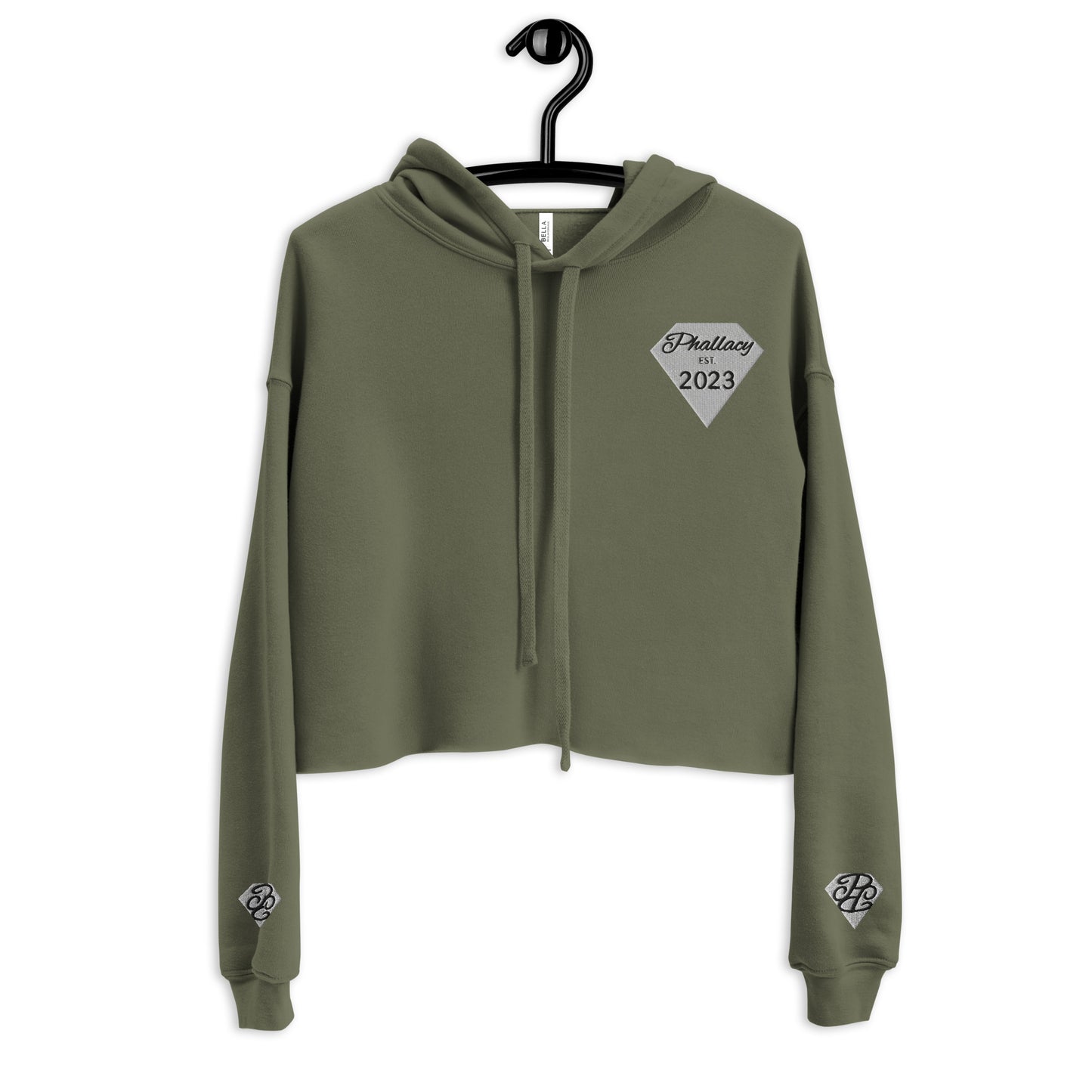 Phallacy Diamond Designer Cropped Hoodie (Embroidery)