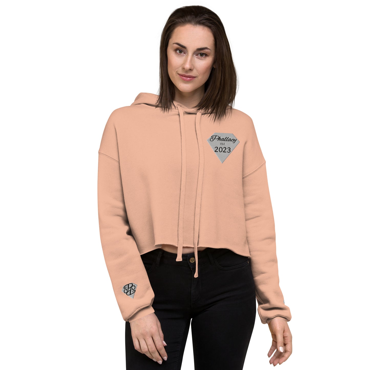 Phallacy Diamond Designer Cropped Hoodie (Embroidery)