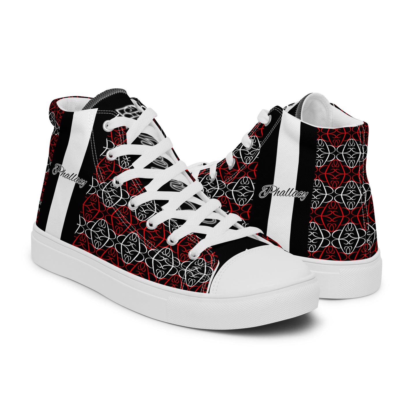 Phallacy Players Designer Women’s High Top Canvas Shoes